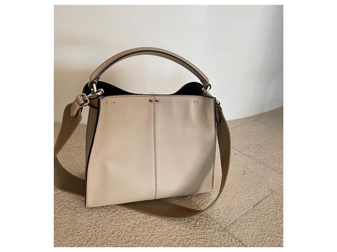 Fendi Peekaboo X-lite Medio Beige con Interno Viola Prugna Marrone scuro - vista 3