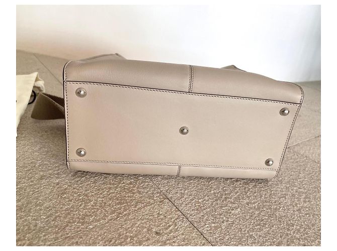 Fendi Peekaboo X-lite Medio Beige con Interno Viola Prugna Marrone scuro - vista 8