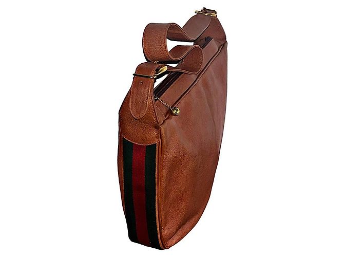 Borsa a spalla Gucci in pelle di vitello marrone - vista 4