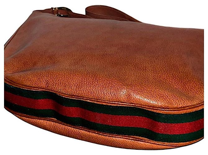 Borsa a spalla Gucci in pelle di vitello marrone - vista 8