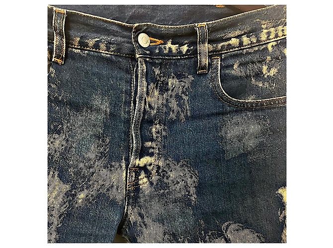 Gucci Bleach Processed Studded Distressed Denim Jeans Blue - view 3
