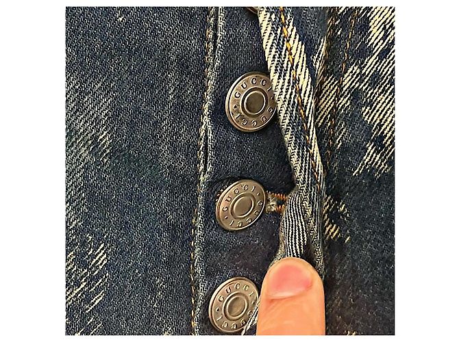 Gucci Bleach Processed Studded Distressed Denim Jeans Blue - view 5