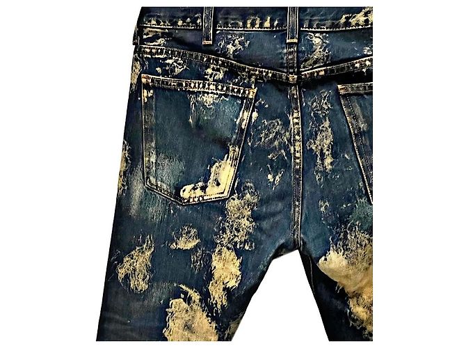 Gucci Bleach Processed Studded Distressed Denim Jeans Blue - view 7