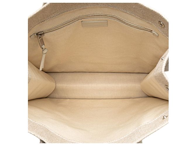 Braune Canvas Rive Gauche Nord-Süd Tote von Saint Laurent Beige - Ansicht 4