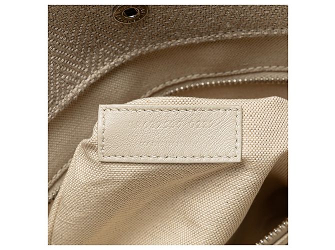 Braune Canvas Rive Gauche Nord-Süd Tote von Saint Laurent Beige - Ansicht 6