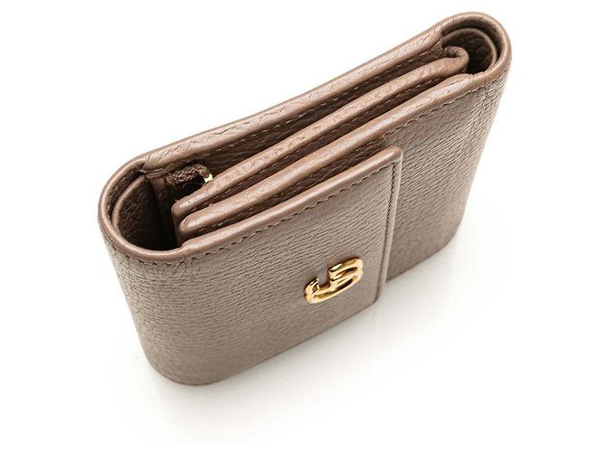 Portafoglio in pelle Gucci GG Marmont a tre pieghe Marrone Beige - vista 5