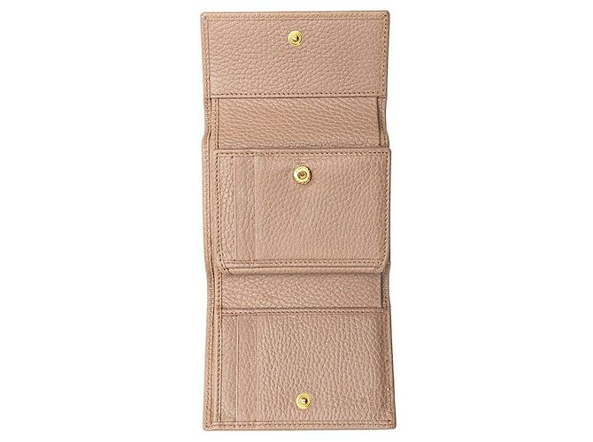 Portafoglio in pelle Gucci GG Marmont a tre pieghe Marrone Beige - vista 6