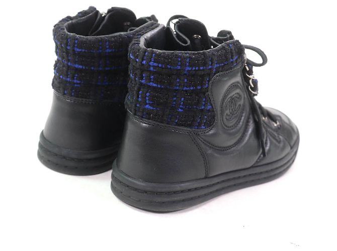 Chanel Hochschnitt Leder Sneakers Schwarz - Ansicht 2