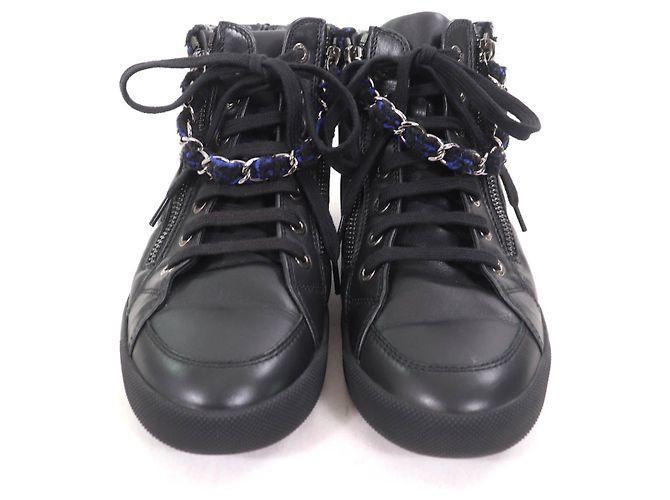 Chanel Hochschnitt Leder Sneakers Schwarz - Ansicht 3