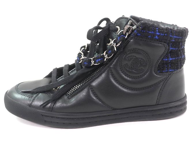 Chanel Hochschnitt Leder Sneakers Schwarz - Ansicht 4