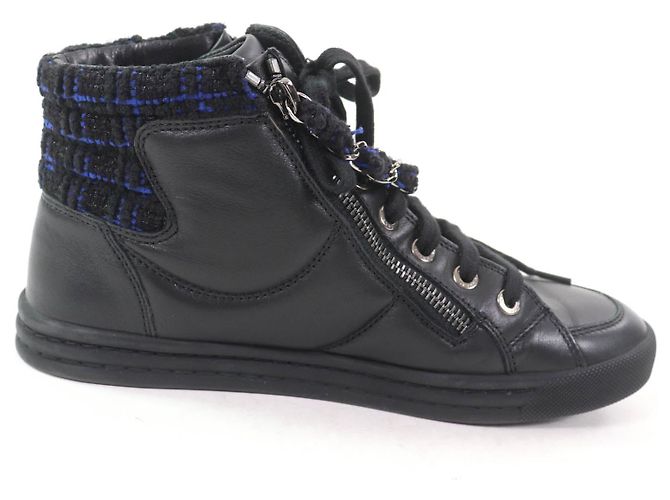 Chanel Hochschnitt Leder Sneakers Schwarz - Ansicht 5