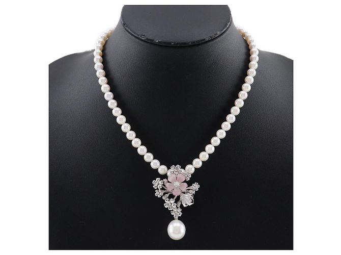 Autre Marque Collana in argento con perle e fiori 2WAY - vista 2