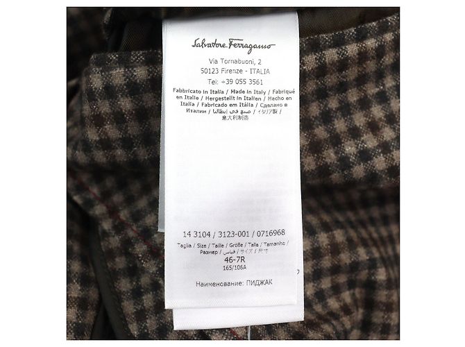 Chaqueta de lana a medida Salvatore Ferragamo Castaño - vista 8