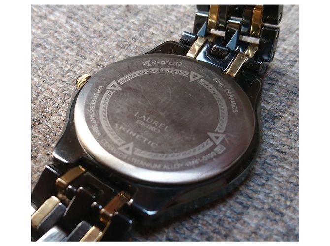 Relógio híbrido automático/quartz Seiko Laurel Kinetic ref. 4M61-0100 Preto Dourado - vista 4