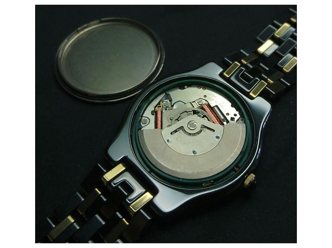 Relógio híbrido automático/quartz Seiko Laurel Kinetic ref. 4M61-0100 Preto Dourado - vista 5