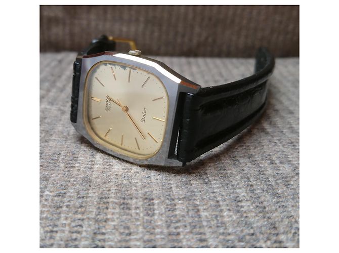 Relógio de quartzo Seiko Dolce ref. 5931-5420 Preto Prata Dourado - vista 9