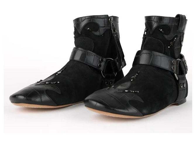 Bottines Louis Vuitton en cuir noir - vue 2