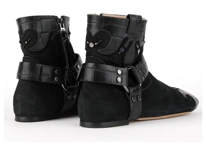 Bottines Louis Vuitton en cuir noir - vue 3