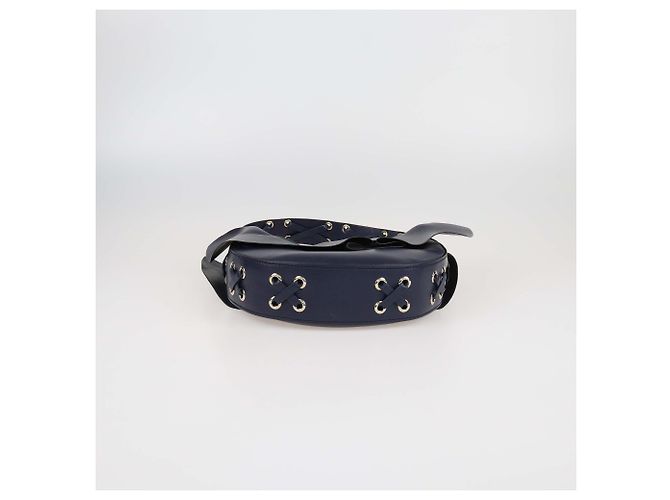 RED Valentino Hobo in pelle blu navy con dettagli arricciati - vista 4