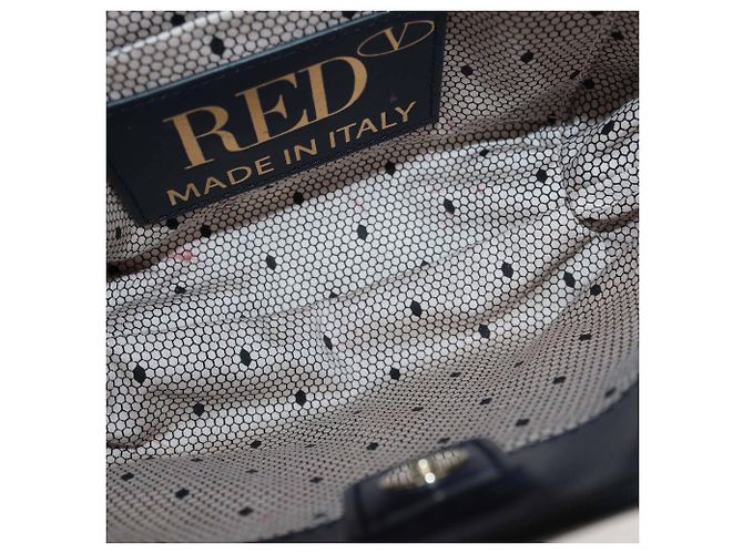 RED Valentino Hobo in pelle blu navy con dettagli arricciati - vista 6