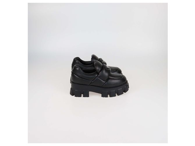 Mocassini Oxford in pelle nera imbottita con piattaforma di Prada Nero - vista 3