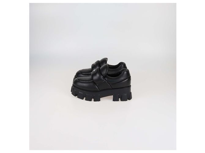 Mocassini Oxford in pelle nera imbottita con piattaforma di Prada Nero - vista 4