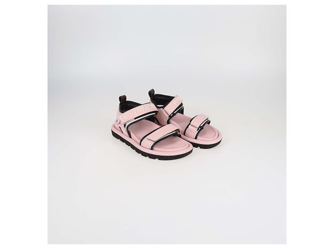 Sandali flat slingback in pelle rosa Louis Vuitton con cuscino da piscina comfort - vista 2