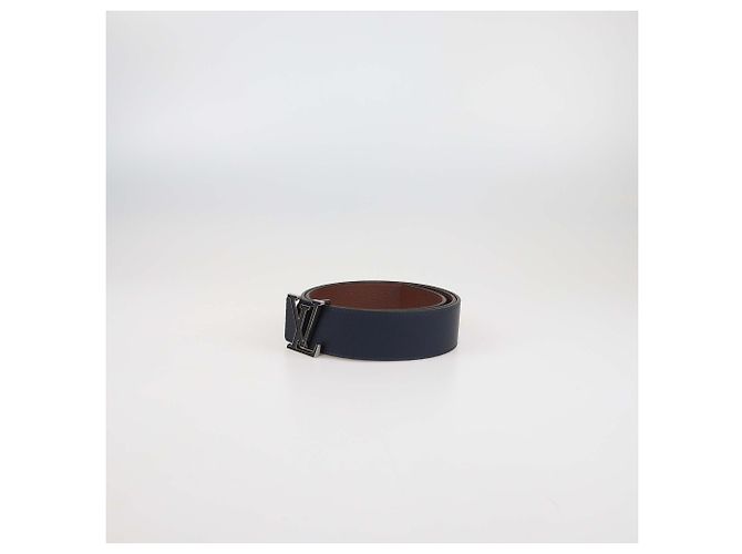 Louis Vuitton Navy Blue/Brown Leather LV Tilt Reversible Belt - view 2