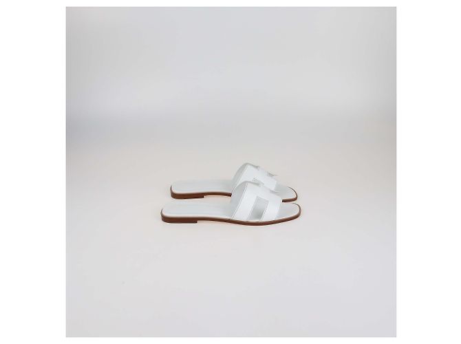 Sandali piatti Oran in pelle bianca Hermès Bianco - vista 3