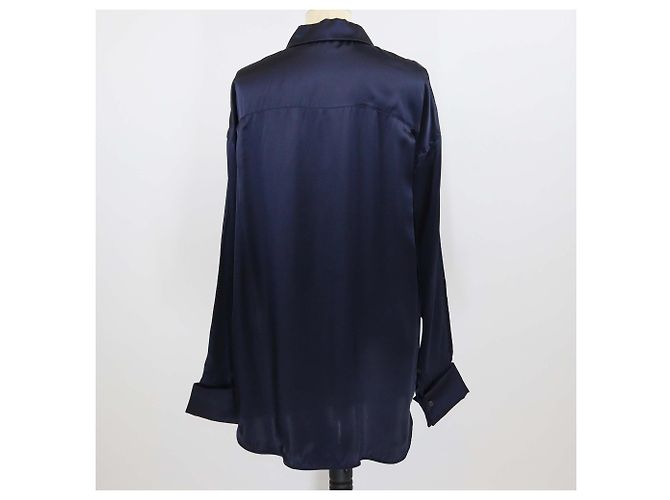 Camicia in seta lucida blu scuro a maniche lunghe Loewe - vista 3