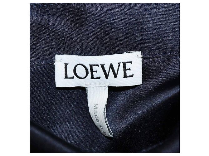 Camicia in seta lucida blu scuro a maniche lunghe Loewe - vista 5