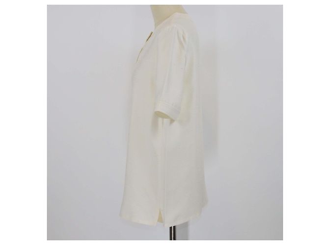Camicia Jadyn in seta crema a maniche corte Loro Piana Crudo - vista 2
