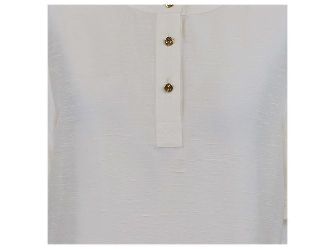 Camicia Jadyn in seta crema a maniche corte Loro Piana Crudo - vista 4