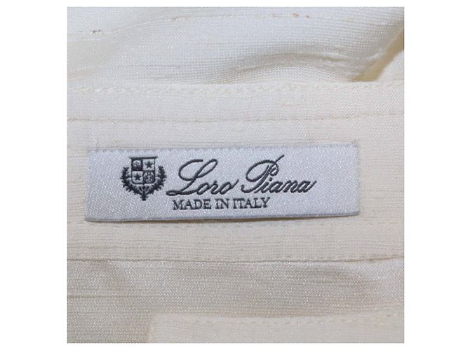 Camicia Jadyn in seta crema a maniche corte Loro Piana Crudo - vista 5