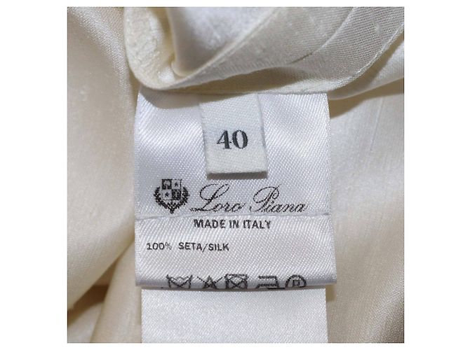 Camicia Jadyn in seta crema a maniche corte Loro Piana Crudo - vista 7