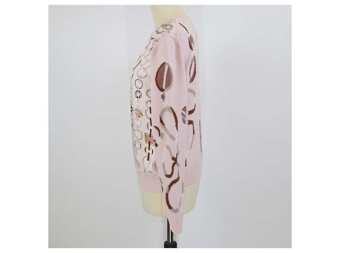 Sudadera de punto de seda y cachemira rosa con estampado Do Re Boucles de Hermès - vista 2