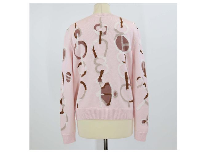 Sudadera de punto de seda y cachemira rosa con estampado Do Re Boucles de Hermès - vista 3