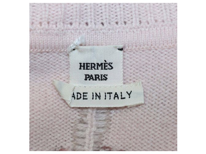 Sudadera de punto de seda y cachemira rosa con estampado Do Re Boucles de Hermès - vista 5