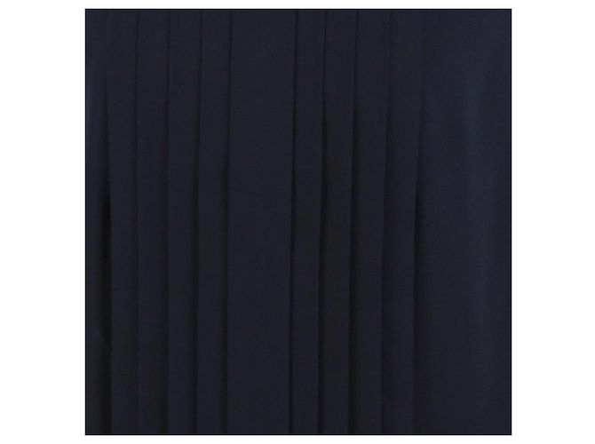 Blusa sin mangas plisada de seda azul marino Chanel - vista 4