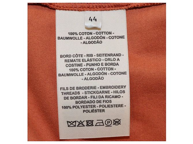 Hermès T-shirt à manches courtes en coton orange brodé avec poche Hermes - vue 6