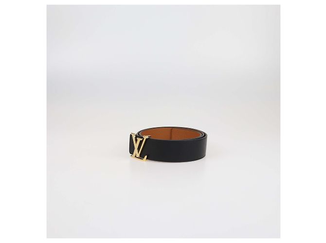 Louis Vuitton Black/Brown Leather LV Initiales Reversible Belt - view 2