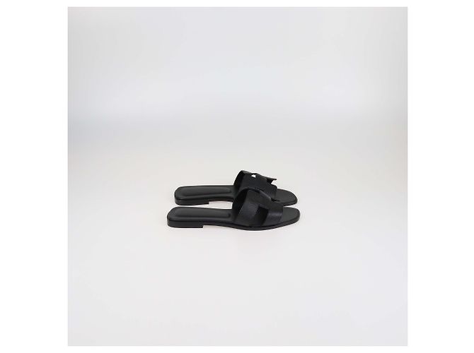 Sandali piatti Oran in pelle Epsom nera di Hermès Nero - vista 3
