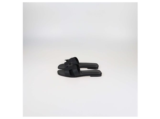 Sandali piatti Oran in pelle Epsom nera di Hermès Nero - vista 4