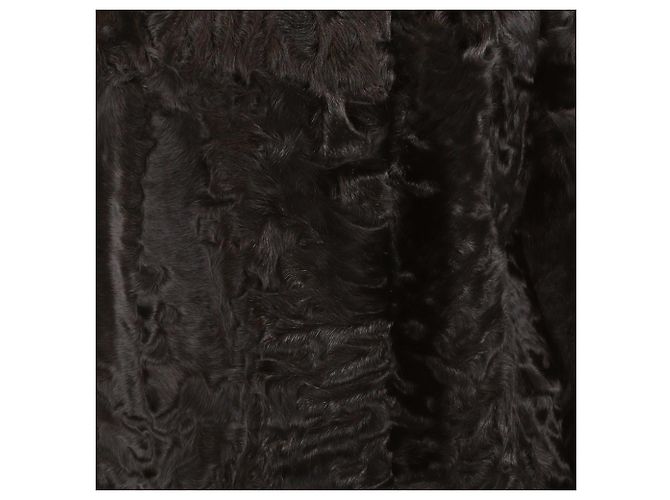Etro Black Fur Lamb Leather Collar Long Sleeve Coat - view 4