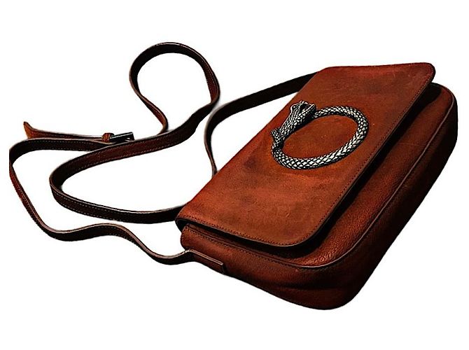 Borsa a tracolla Saint Laurent Serpent Hedi Slimane in pelle marrone - vista 4