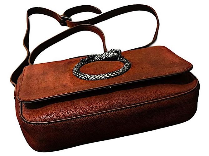 Borsa a tracolla Saint Laurent Serpent Hedi Slimane in pelle marrone - vista 7