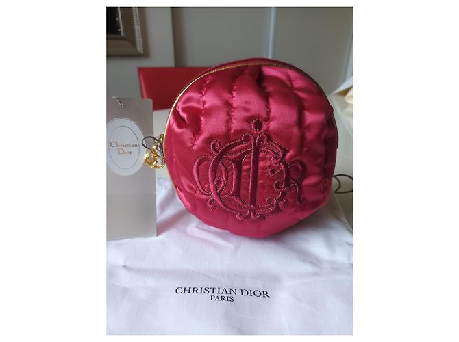 Clutch Christian Dior in raso rosso - vista 6