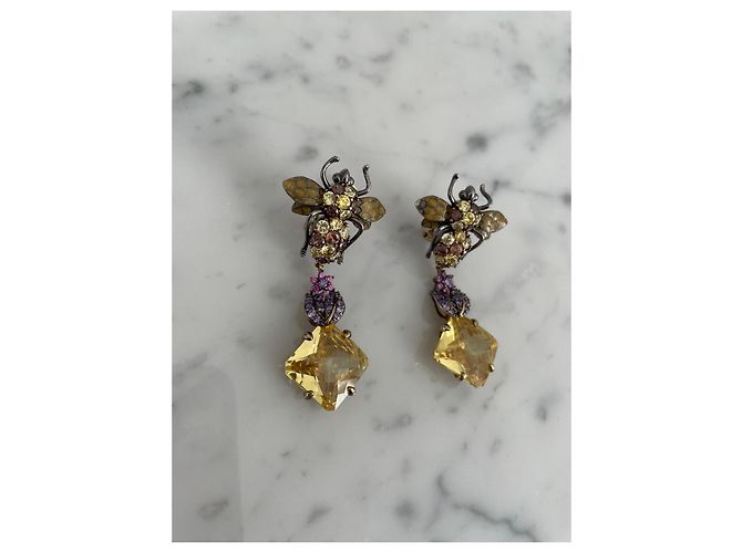 Autre Marque Orecchini cocktail ANABELA CHAN in vermeil d'oro con citrini e zaffiri Multicolore - vista 2