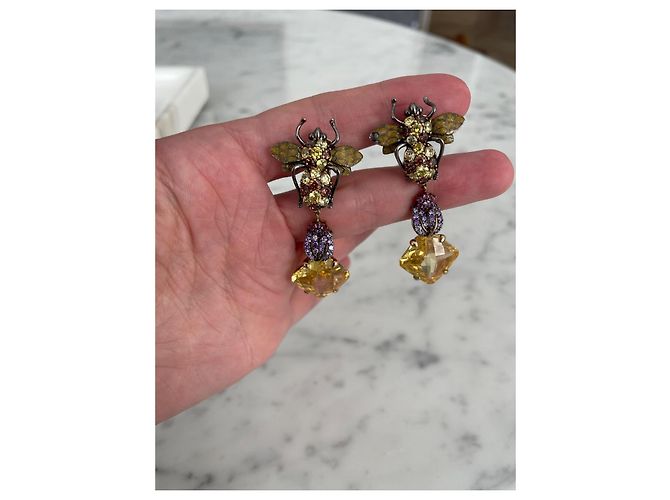 Autre Marque Orecchini cocktail ANABELA CHAN in vermeil d'oro con citrini e zaffiri Multicolore - vista 5