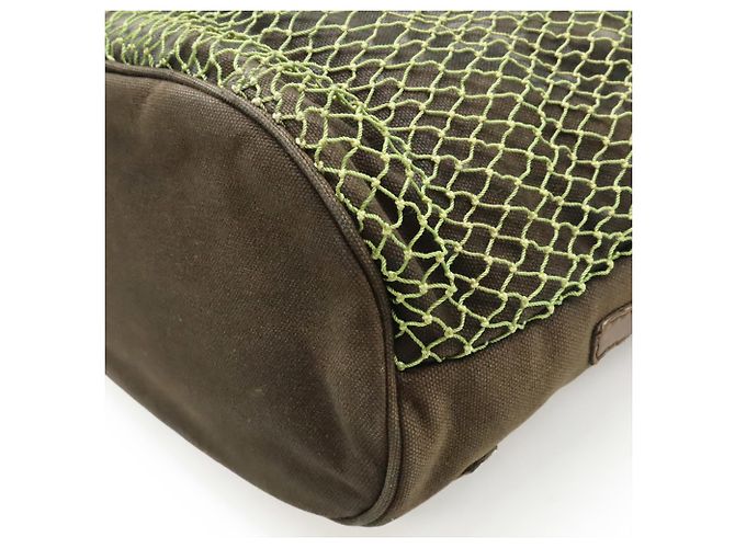 Borsa tote Chanel in rete da pesca con marchio Coco e camelia Nero Beige - vista 4